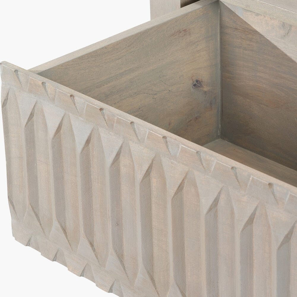 Kamala Light Grey Mango Wood 1 Drawer Console Table - Image 2