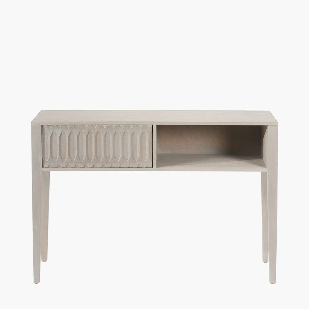 Kamala Light Grey Mango Wood 1 Drawer Console Table - Image 5