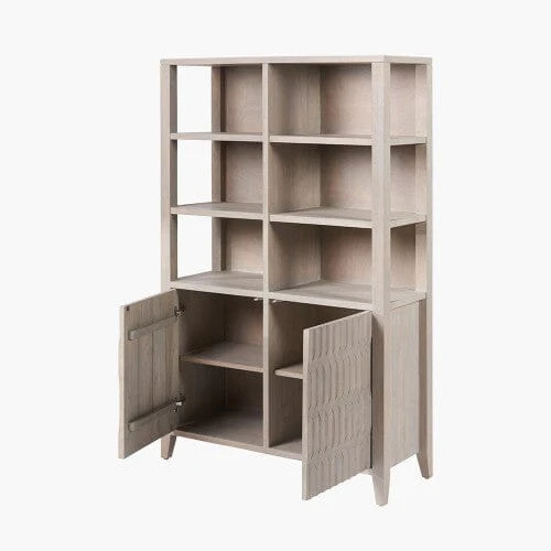 Kamala Light Grey Mango Wood 2 Door Shelving Unit - Image 4