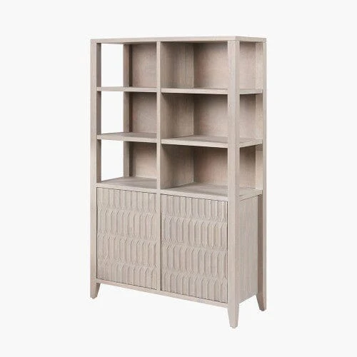 Kamala Light Grey Mango Wood 2 Door Shelving Unit - Image 5