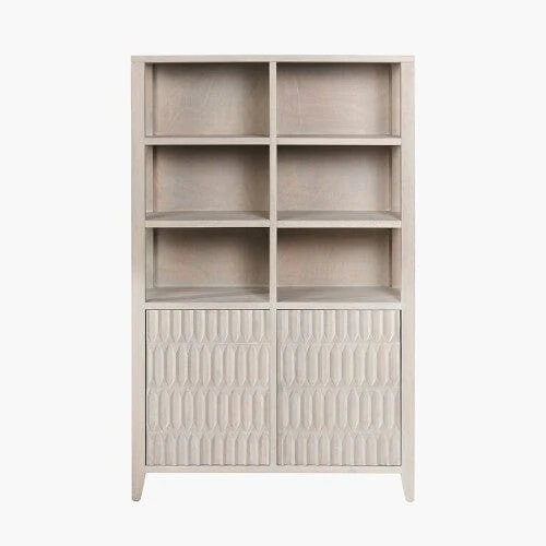 Kamala Light Grey Mango Wood 2 Door Shelving Unit - Image 6