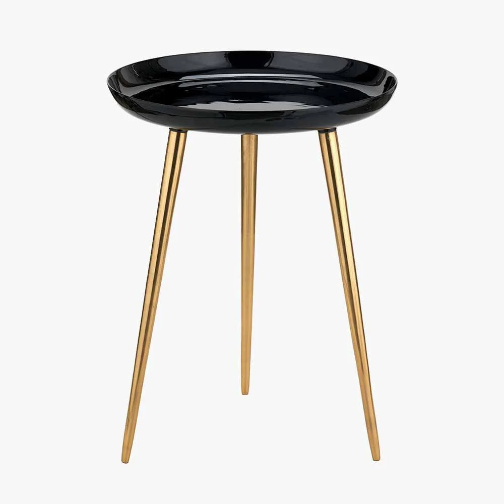 Katie Black Enamel & Gold Metal Side Table - Image 2