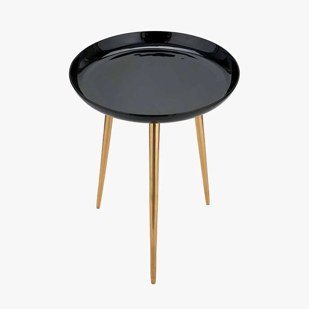 Katie Black Enamel & Gold Metal Side Table - Image 4
