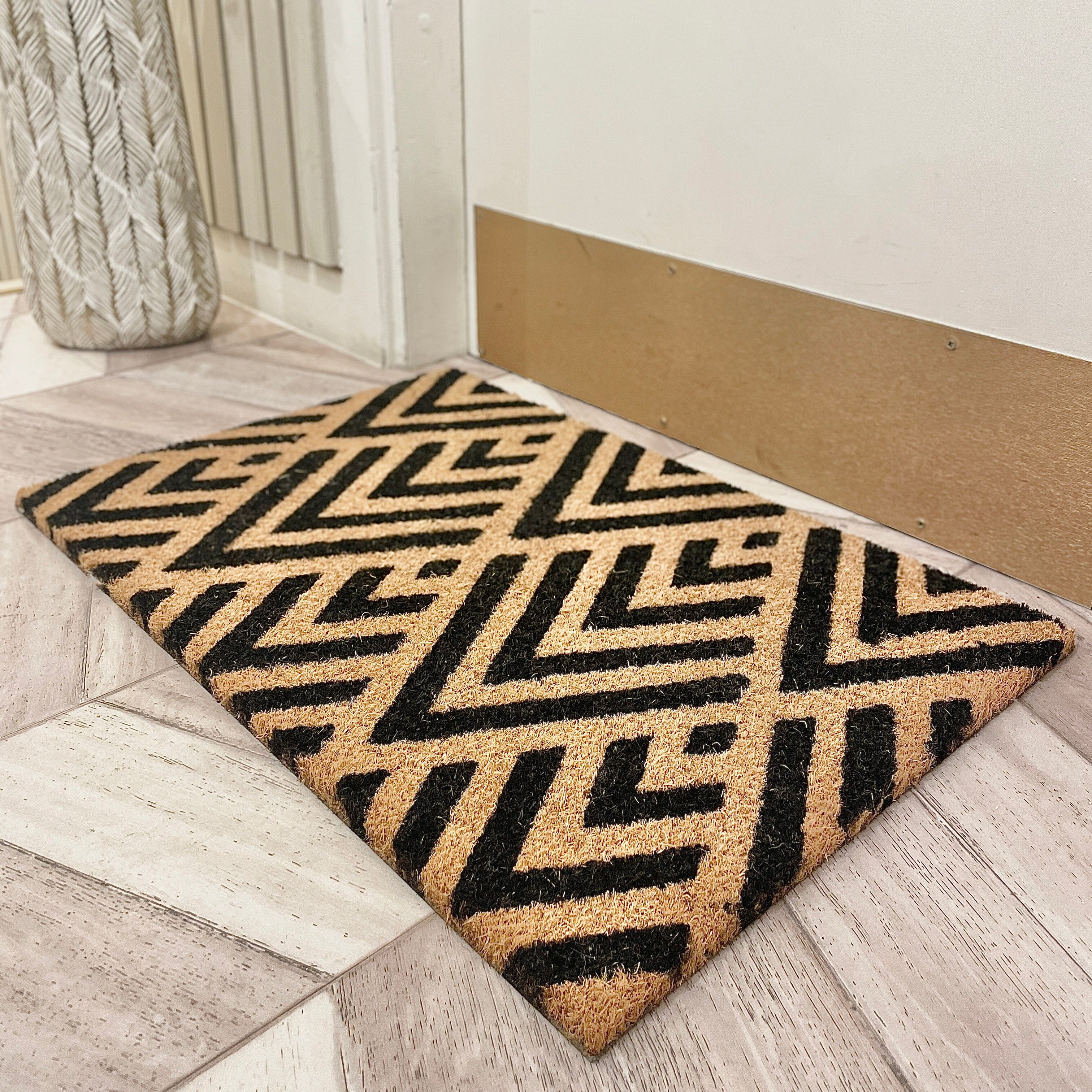 Kattie Natural & Black Geometric Print Doormat