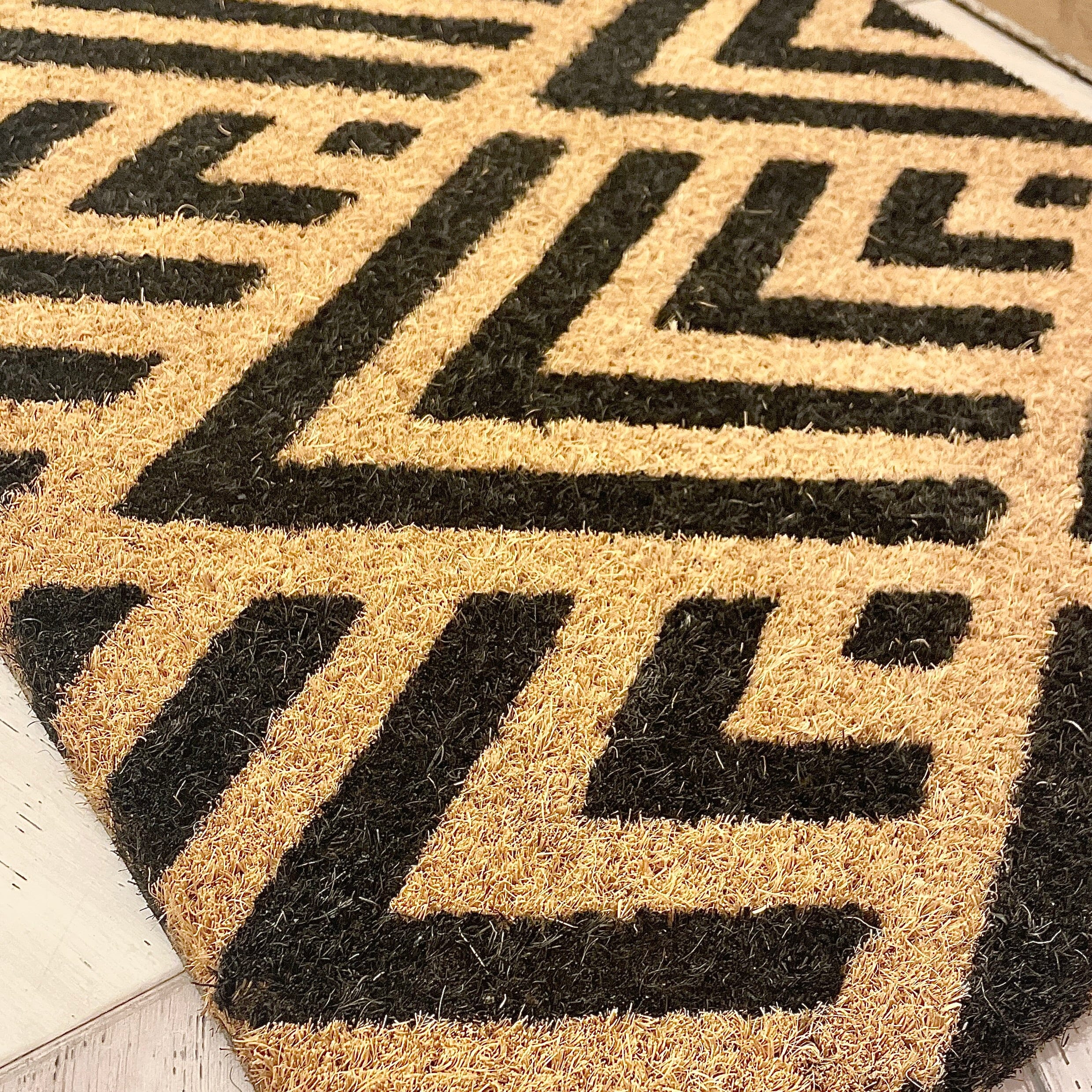 Kattie Natural & Black Geometric Print Doormat - Image 2