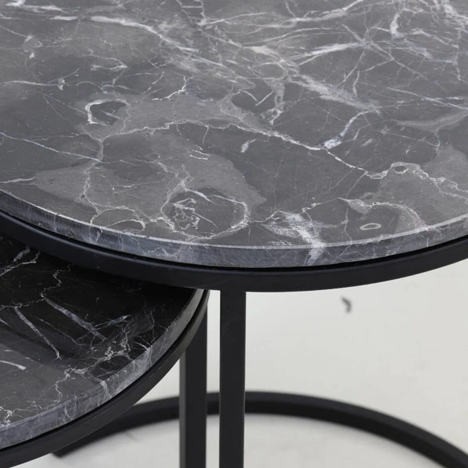 Keller Black Marble Nesting Side Tables - Image 3