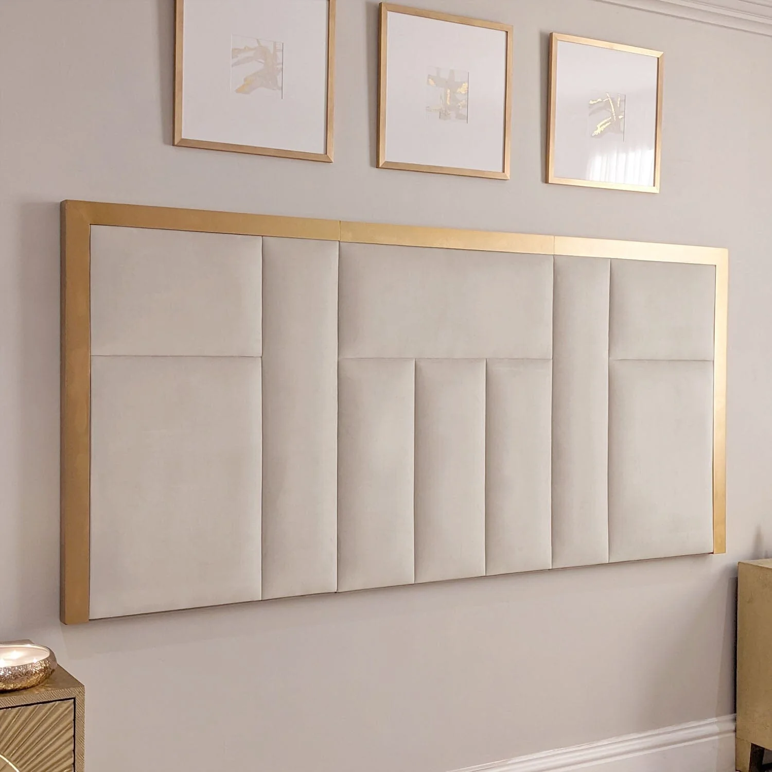 Kensington Cream & Gold Premium Abstract Half Height Headboard - Image 2