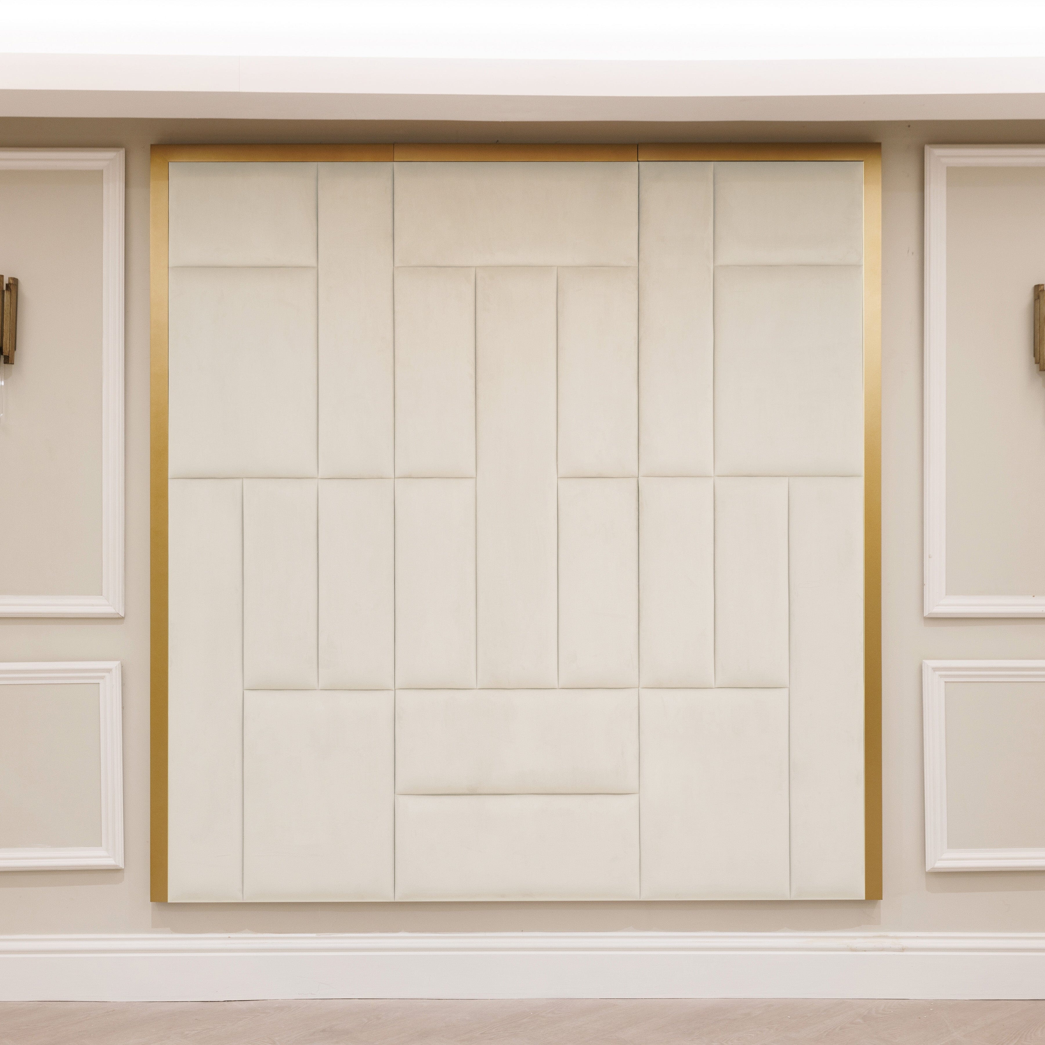 Kensington Cream & Gold Premium Abstract Headboard - Image 2
