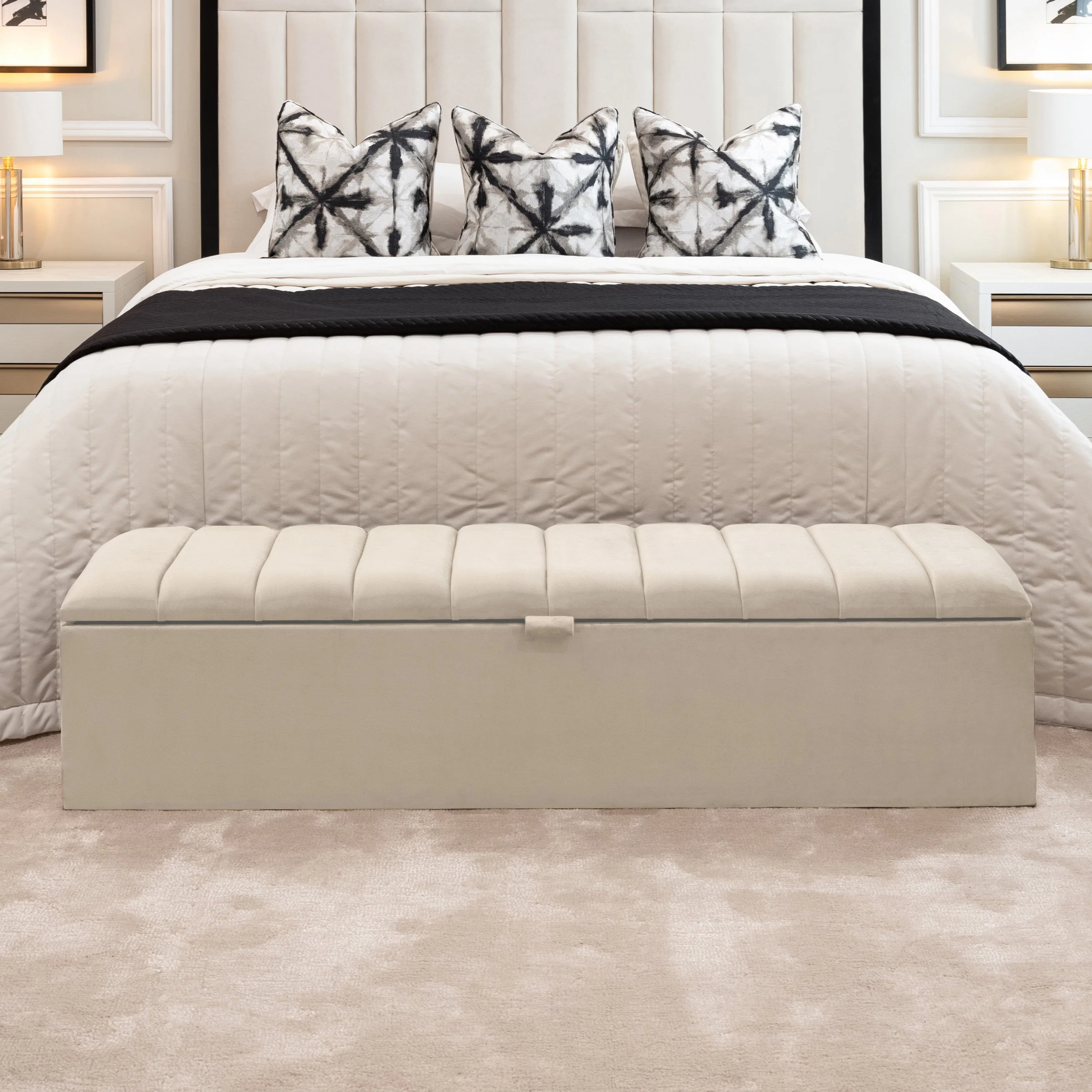 Kensington Cream Panelled Ottoman Box - Image 2