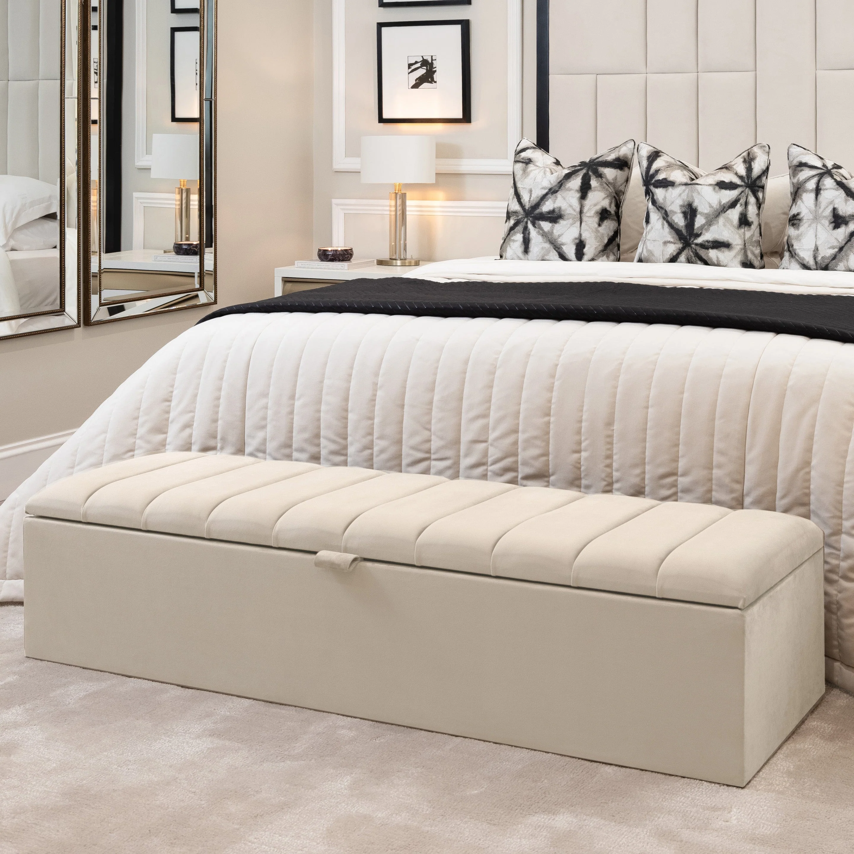 Kensington Cream Panelled Ottoman Box - Image 3
