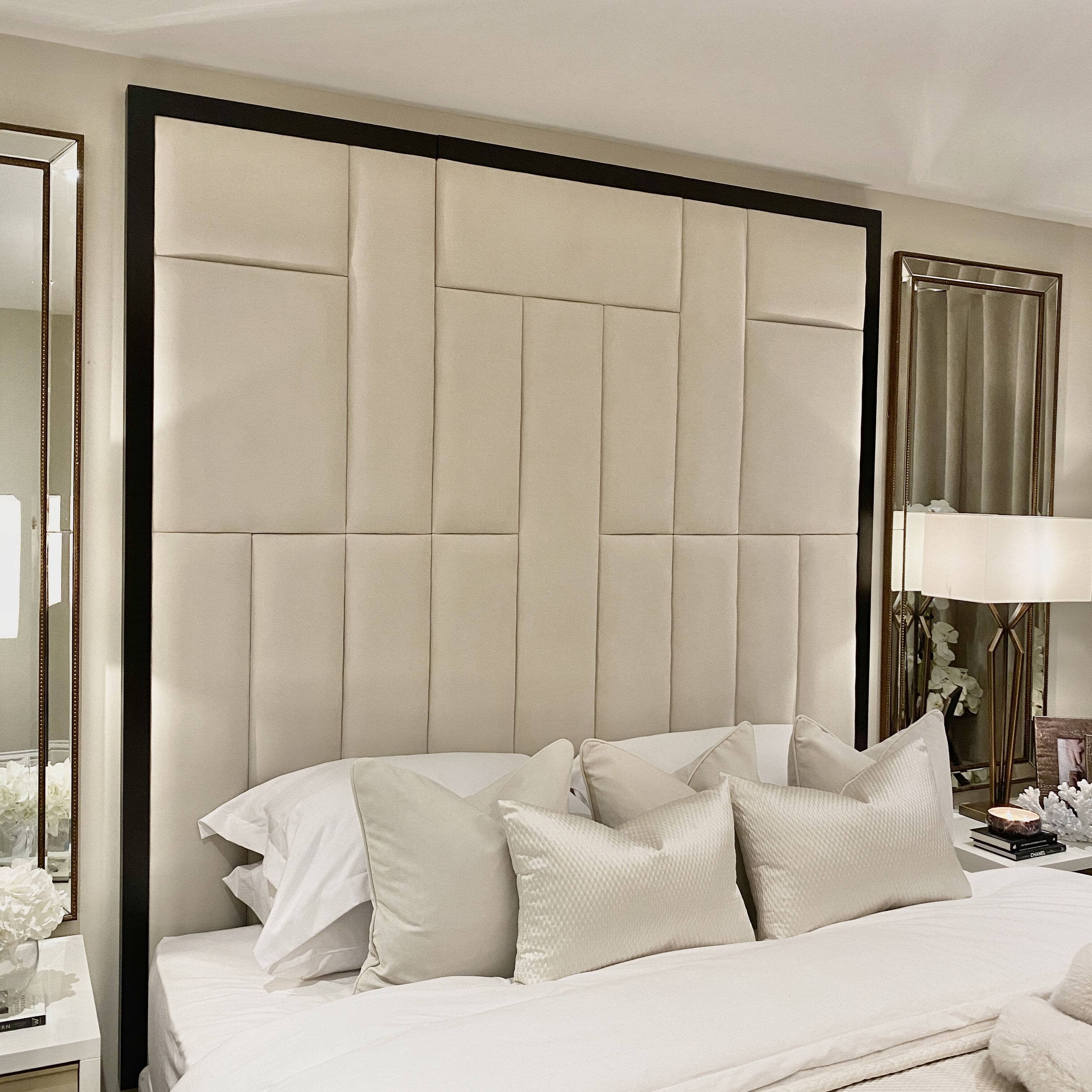 Kensington Cream Premium Headboard with Wooden Frame - Image 3