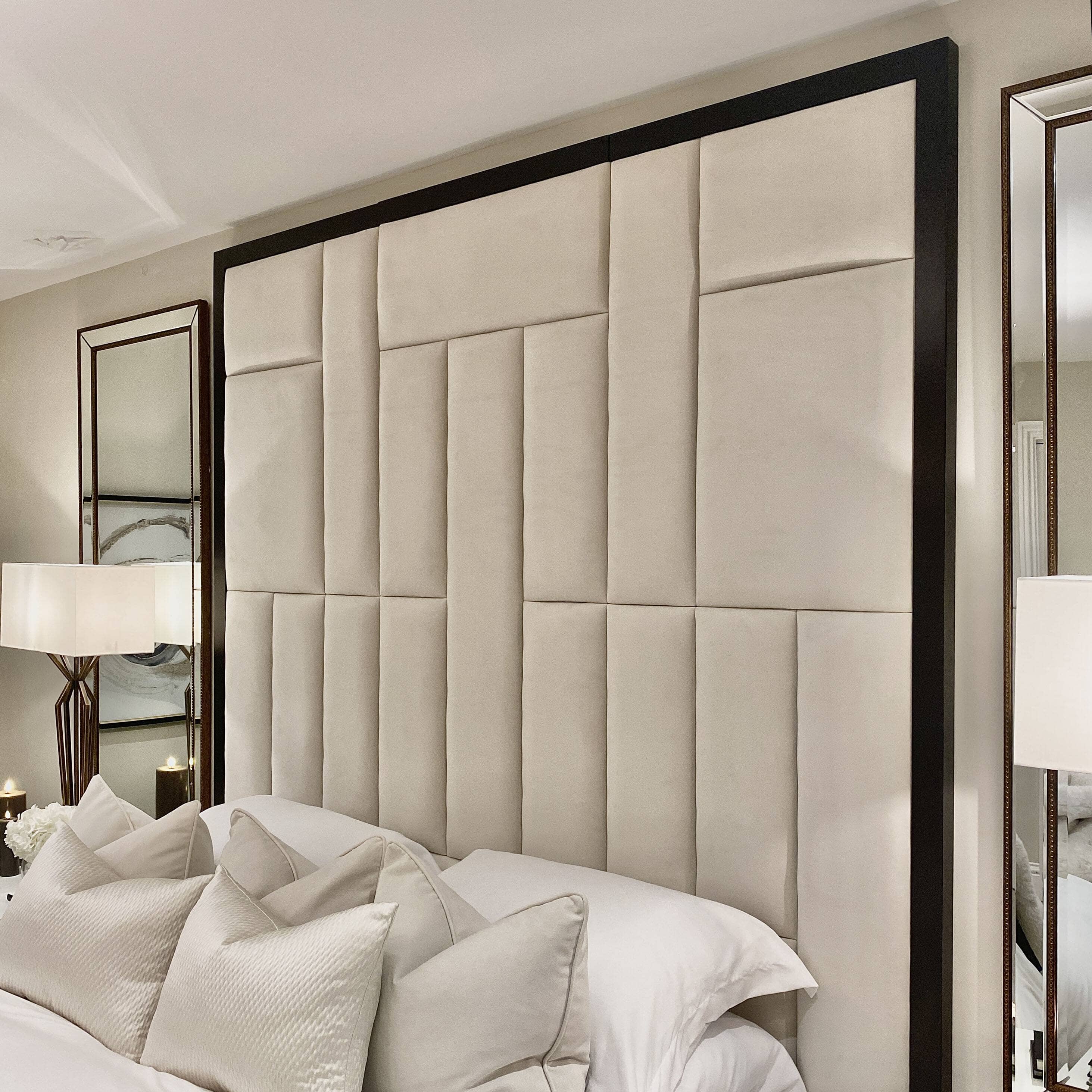 Kensington Cream Premium Headboard with Wooden Frame - Image 9
