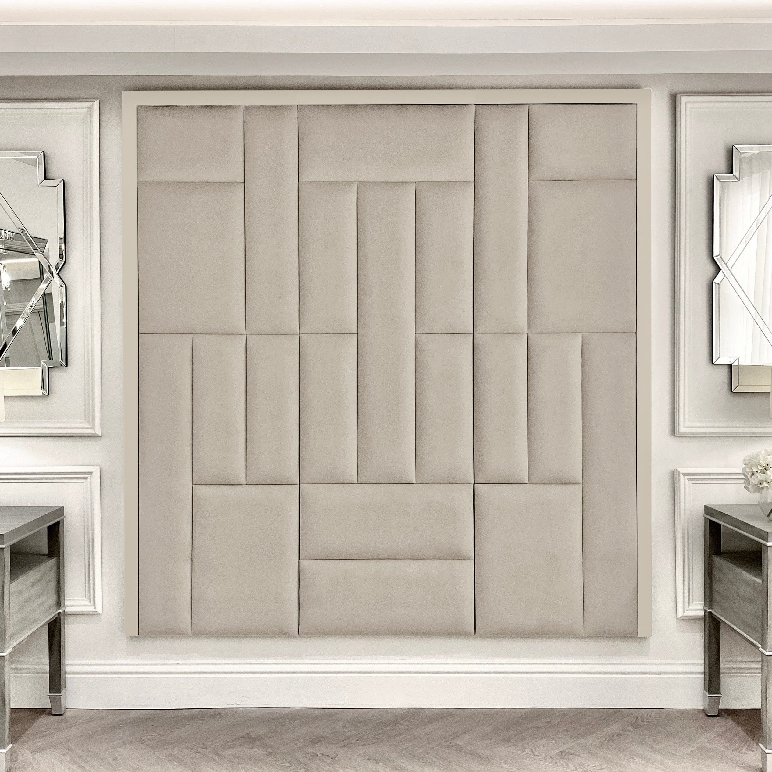 Kensington Grey & Off White Premium Abstract Headboard - Image 3