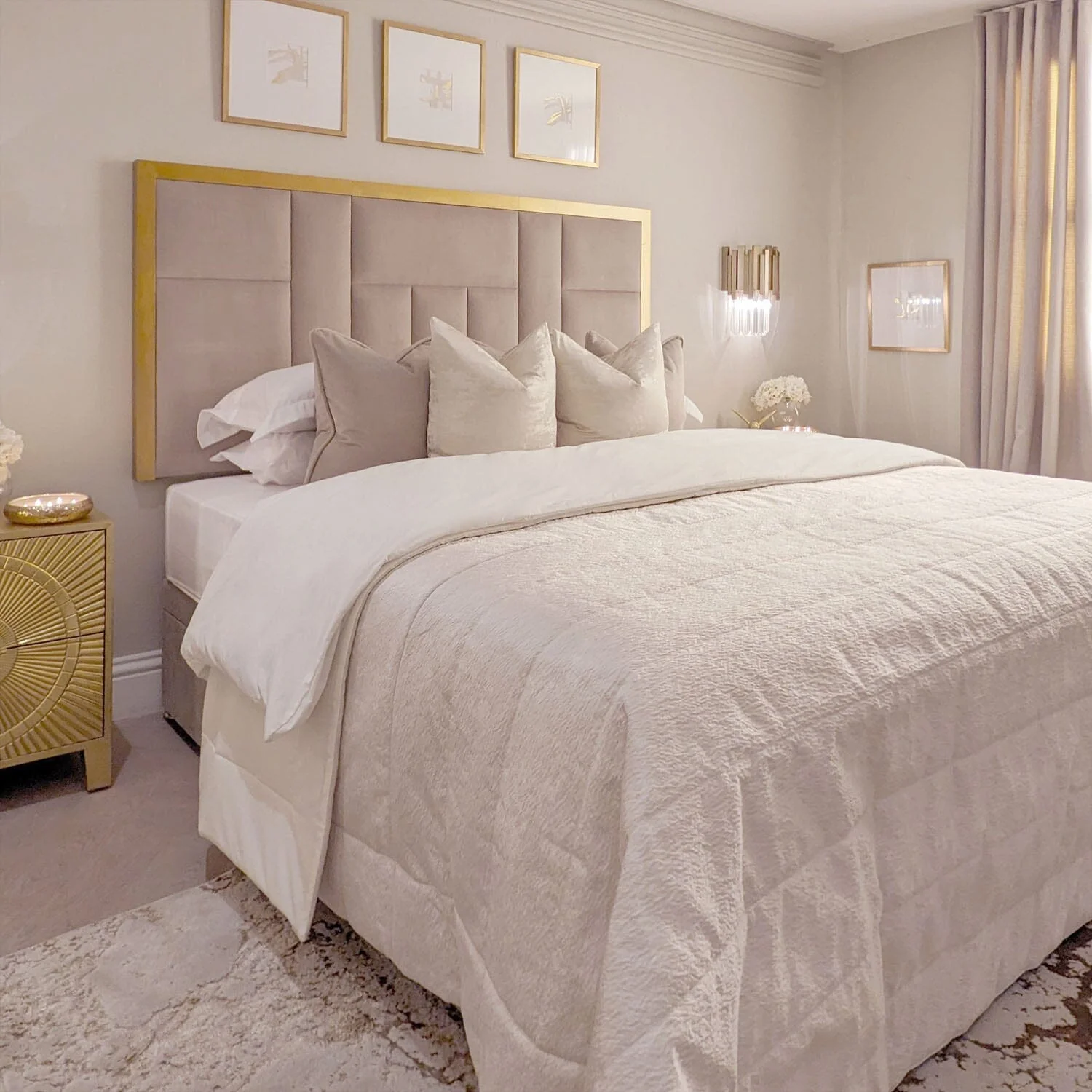 Kensington Mink & Gold Premium Abstract Half Height Headboard - Image 3