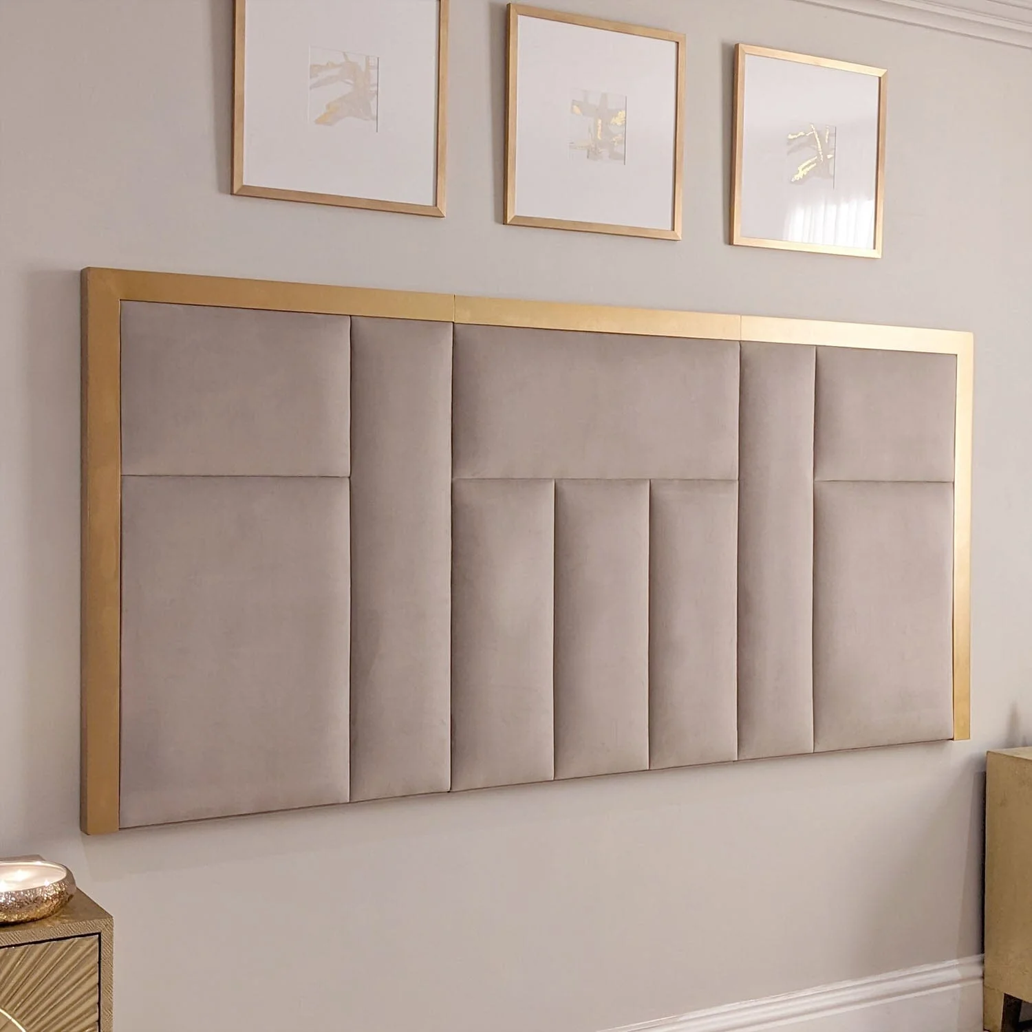 Kensington Mink & Gold Premium Abstract Half Height Headboard - Image 4