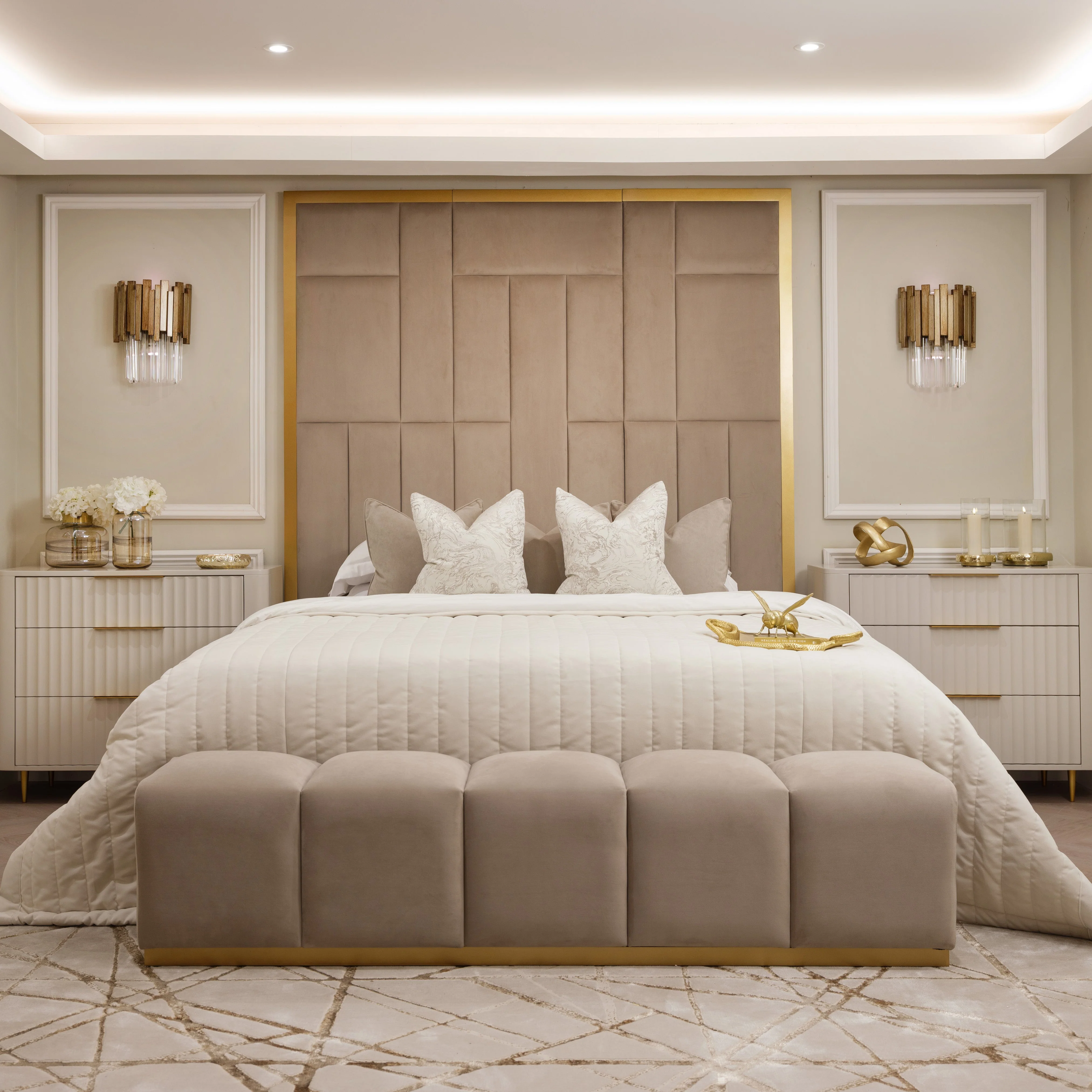 Kensington Mink & Gold Premium Abstract Headboard - Image 10