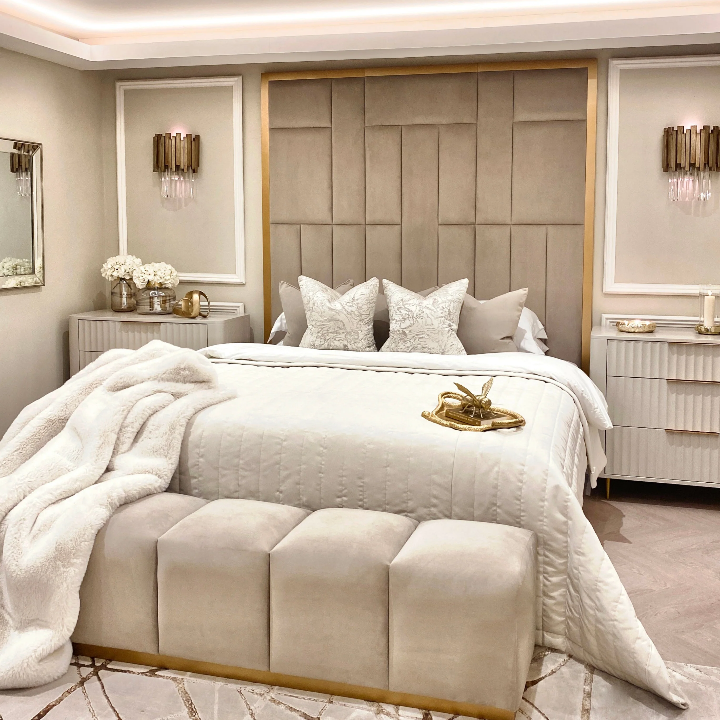 Kensington Mink & Gold Premium Abstract Headboard - Image 7