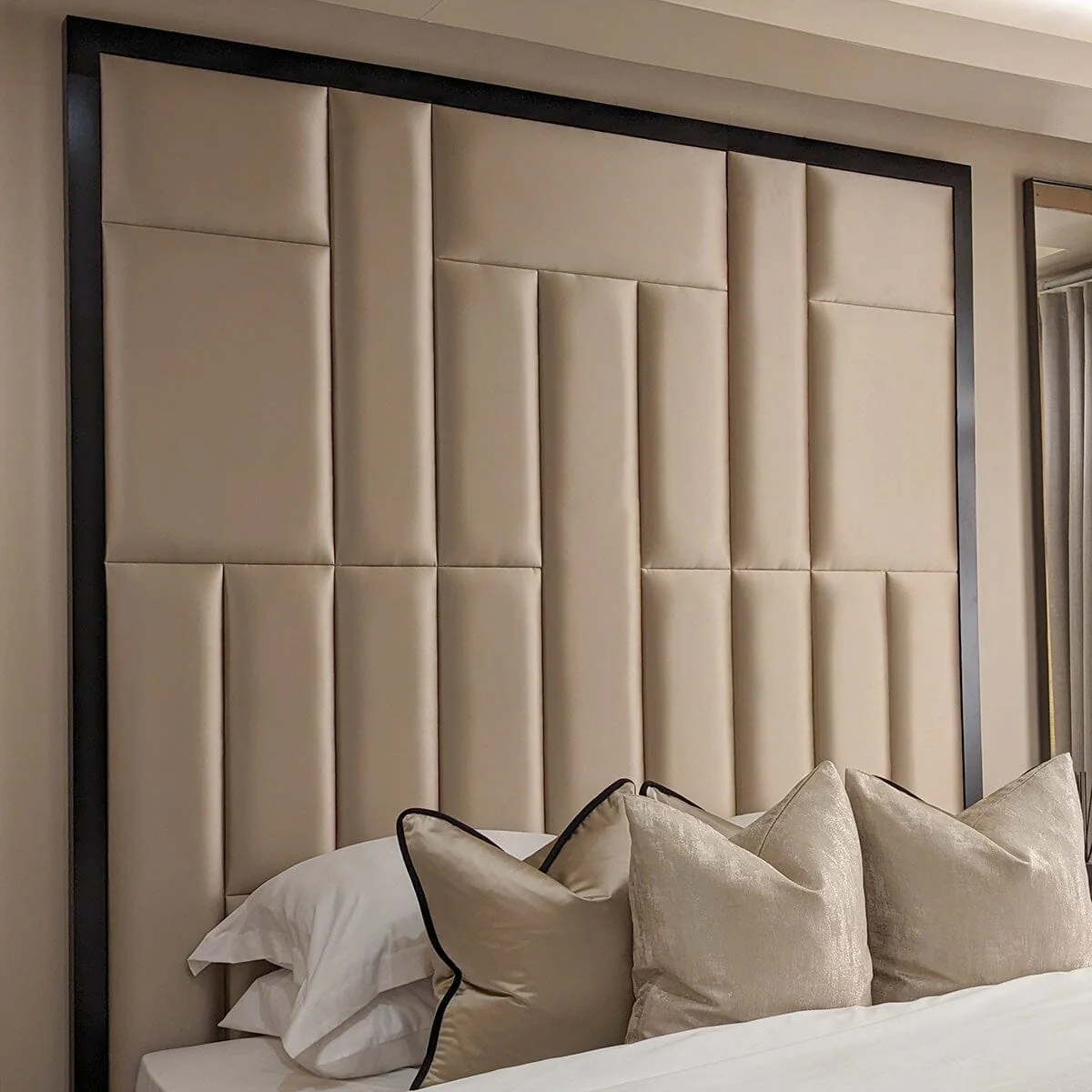 Kensington Serena Hazel Satin Premium Headboard with Black Frame - Image 5