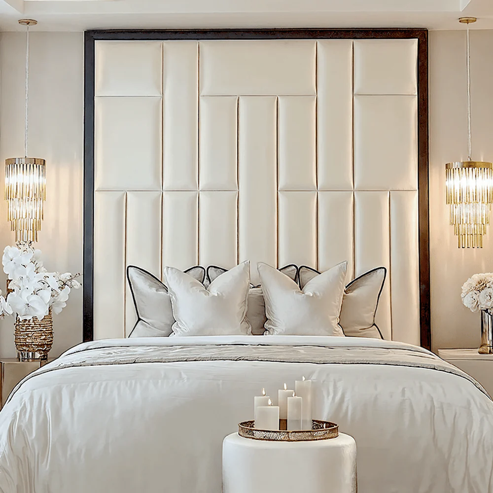 Kensington Serena Vanilla Satin Premium Headboard with Black Frame - Image 2