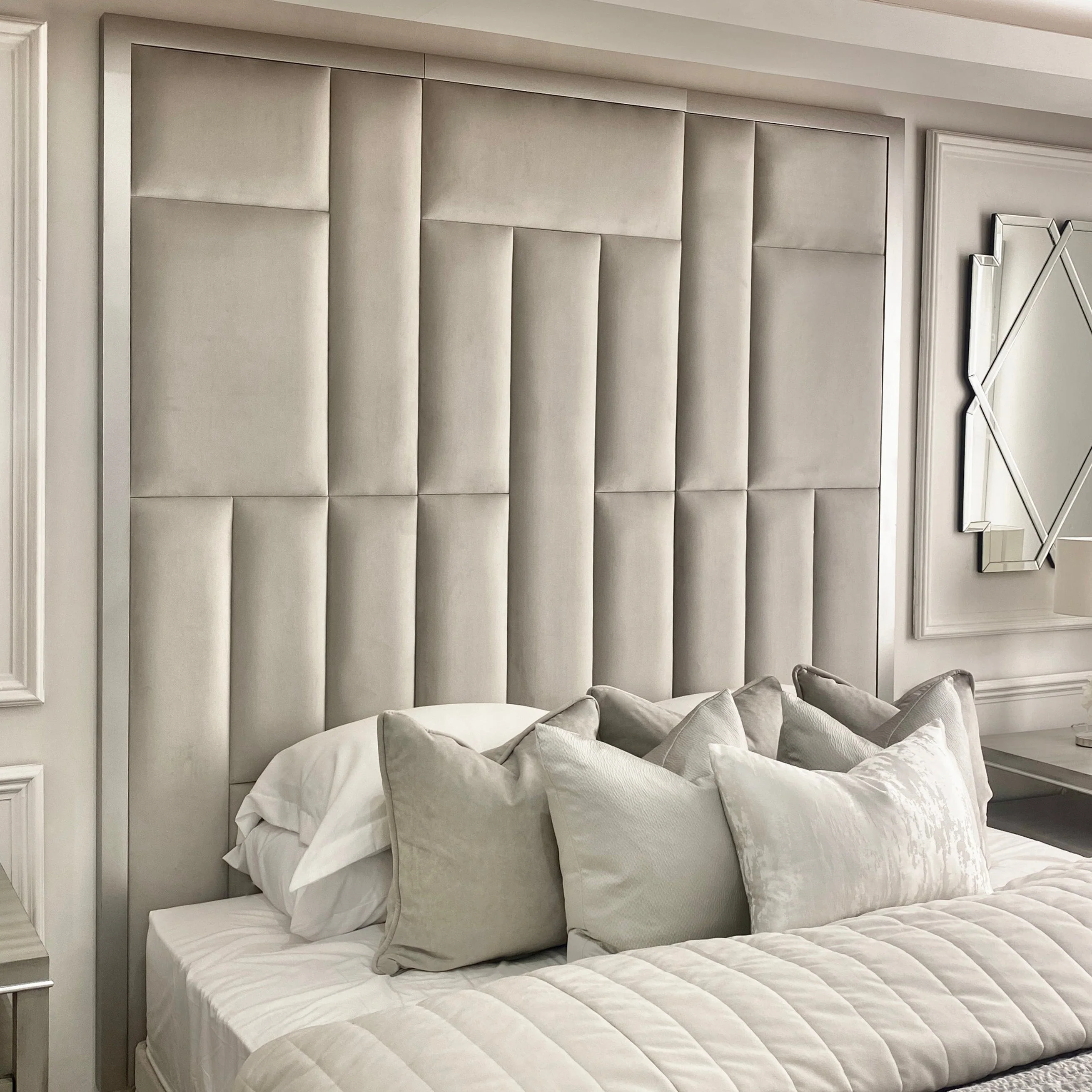 Kensington Smoke Grey & Silver Premium Abstract Headboard - Image 3