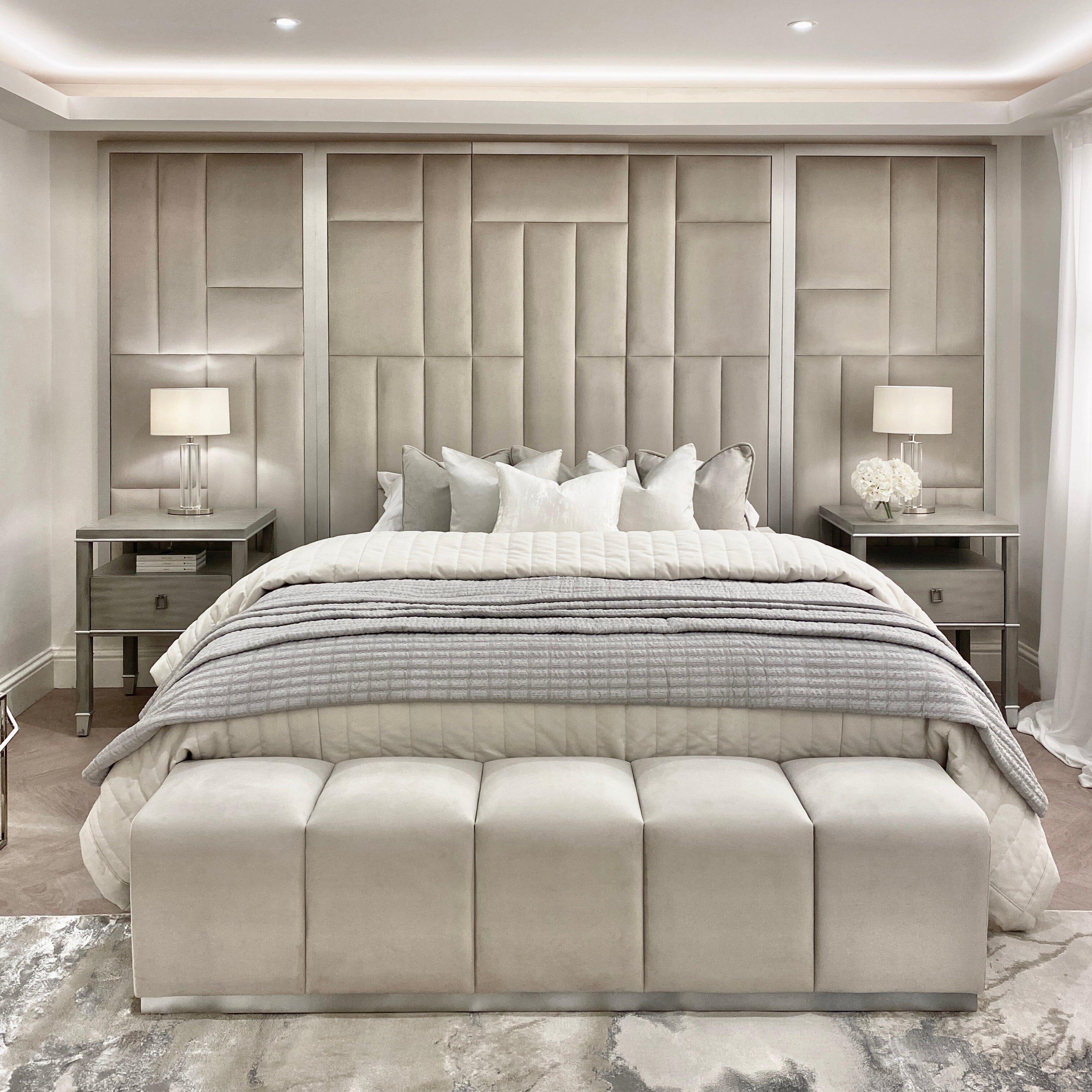 Kensington Smoke Grey & Silver Premium Abstract Headboard - Image 7