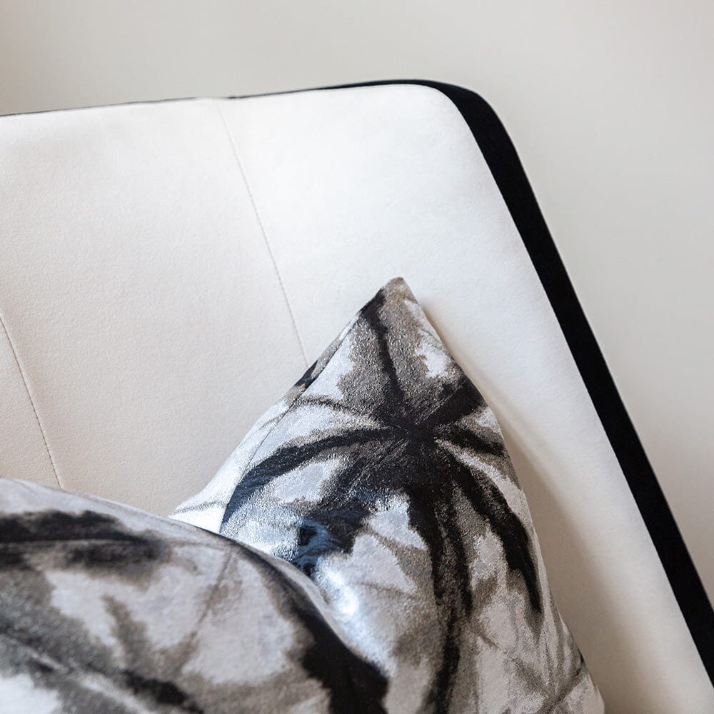 Knightsbridge Cream Velvet Accent Chair With Black Piping - Image 2