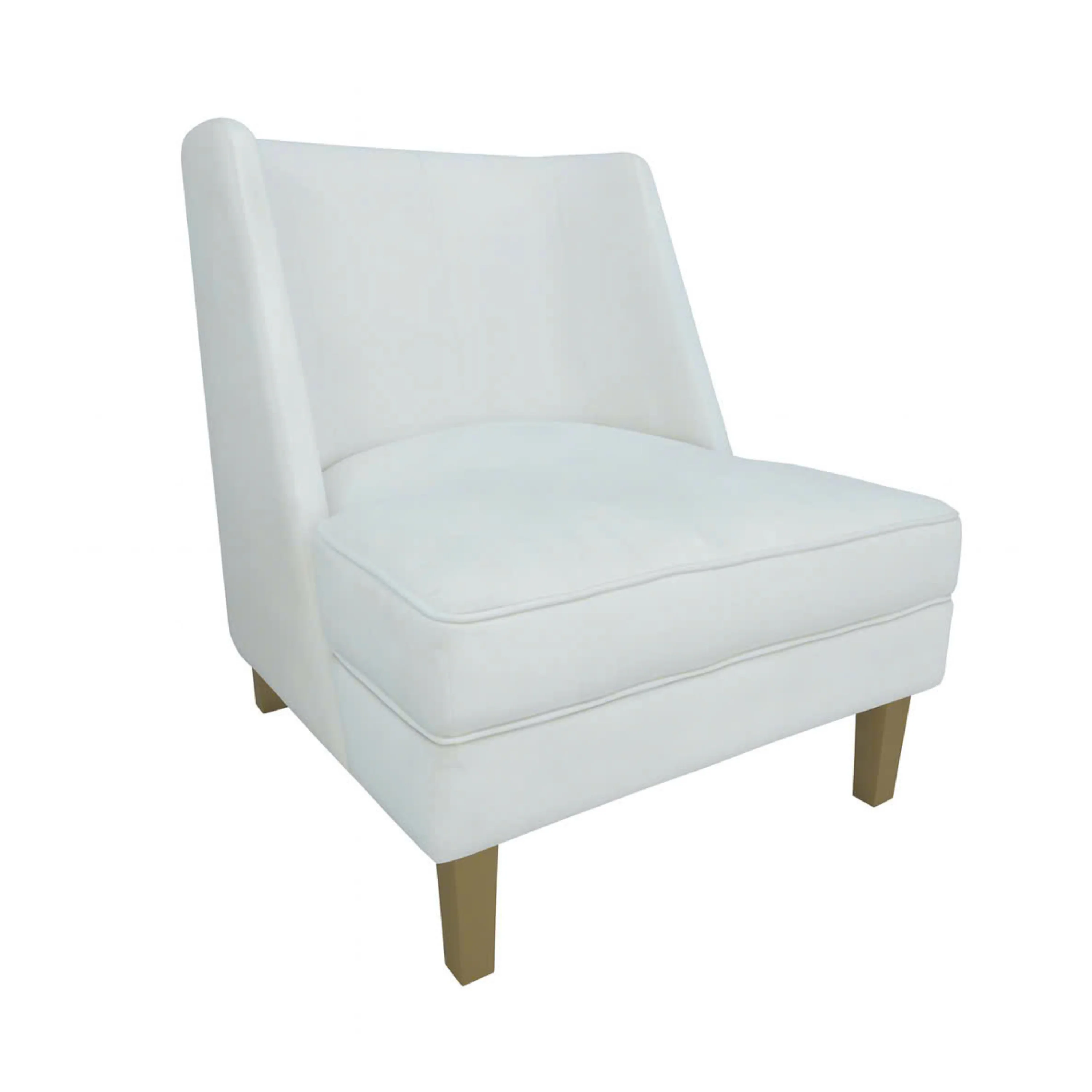Knightsbridge Cream Velvet Accent Chair with Cream Piping and Gold Leg - Image 2