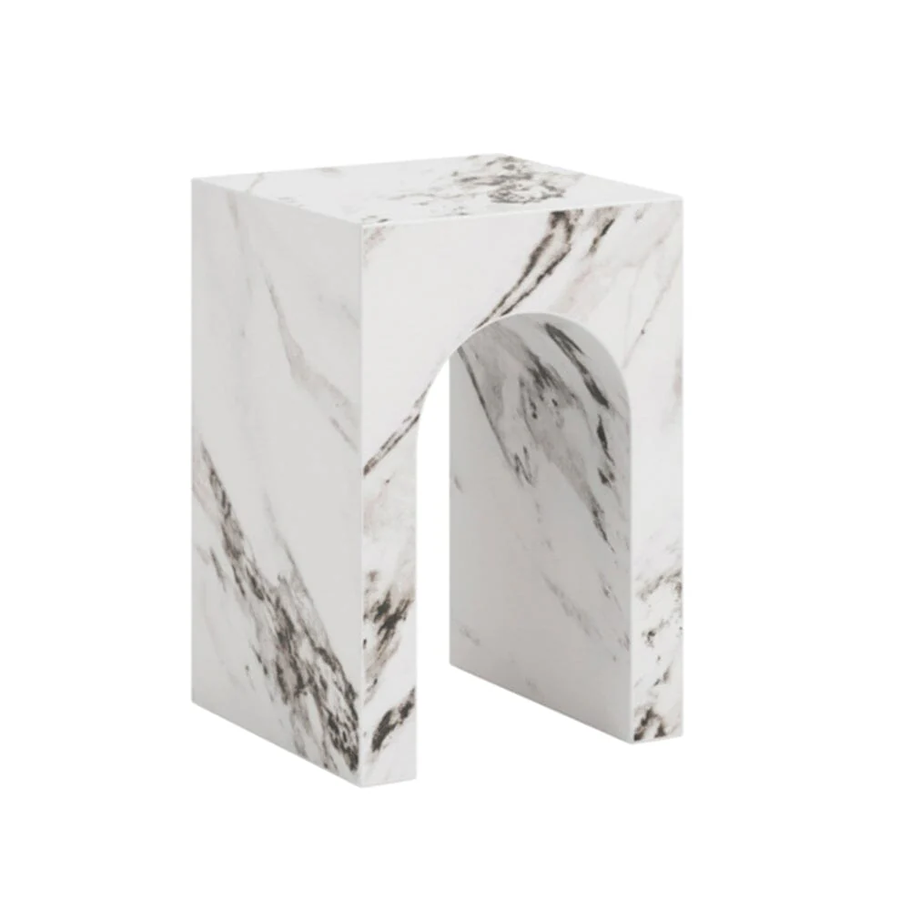 Kyoto Luxury White Marble Effect Arched Side Table - Image 2