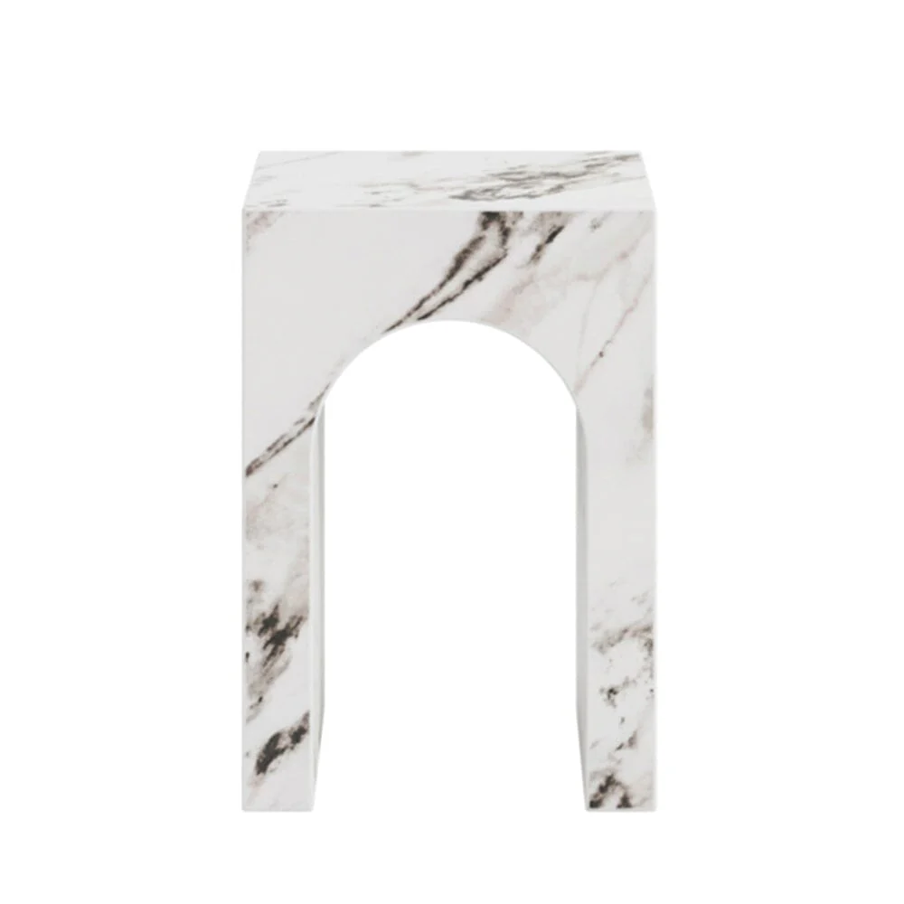 Kyoto Luxury White Marble Effect Arched Side Table - Image 3