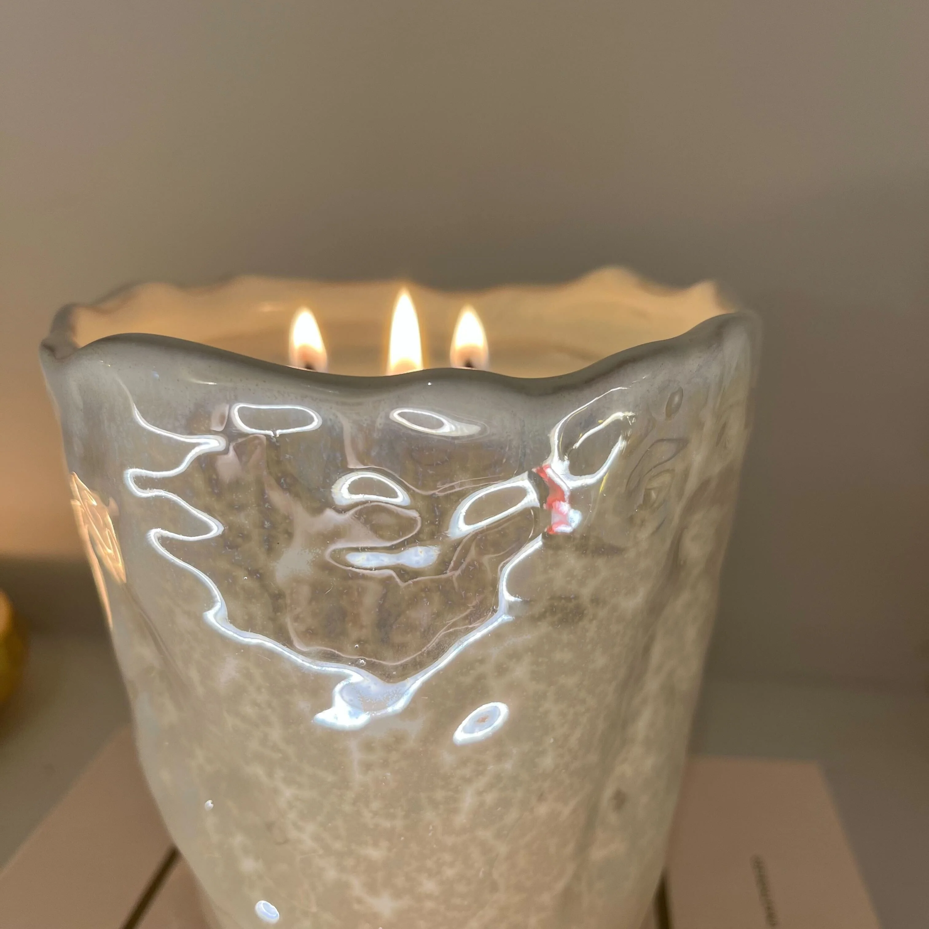 Laguna Cream Pearlescent Decorative Candle - Image 3