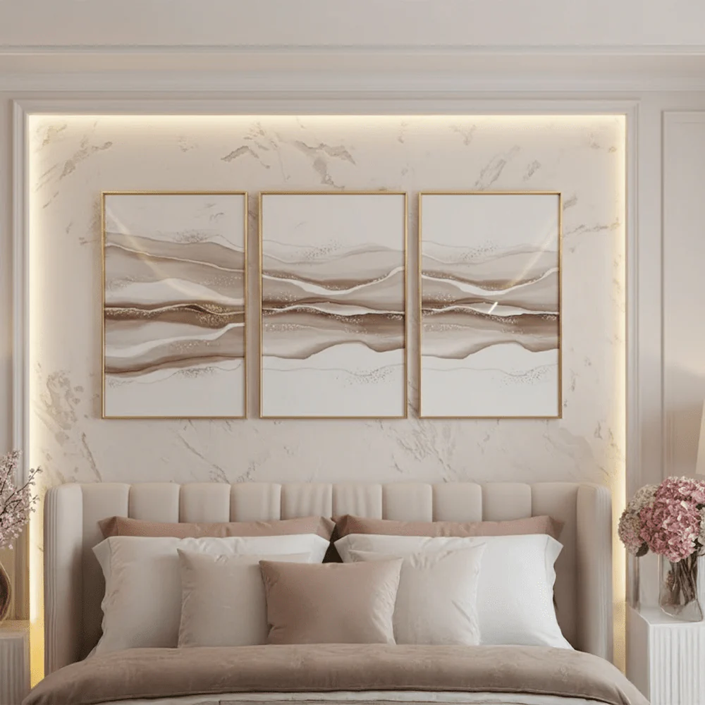 Laila Taupe & Gold Framed Wall Art - Set of 3