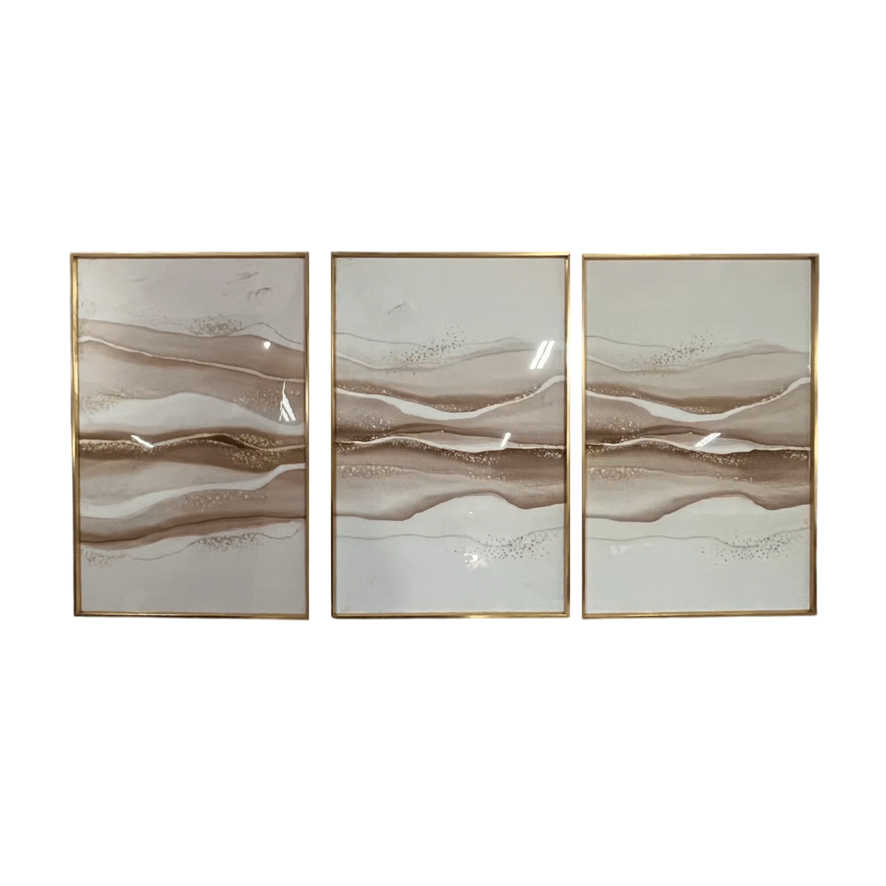 Laila Taupe & Gold Framed Wall Art - Set of 3 - Image 2