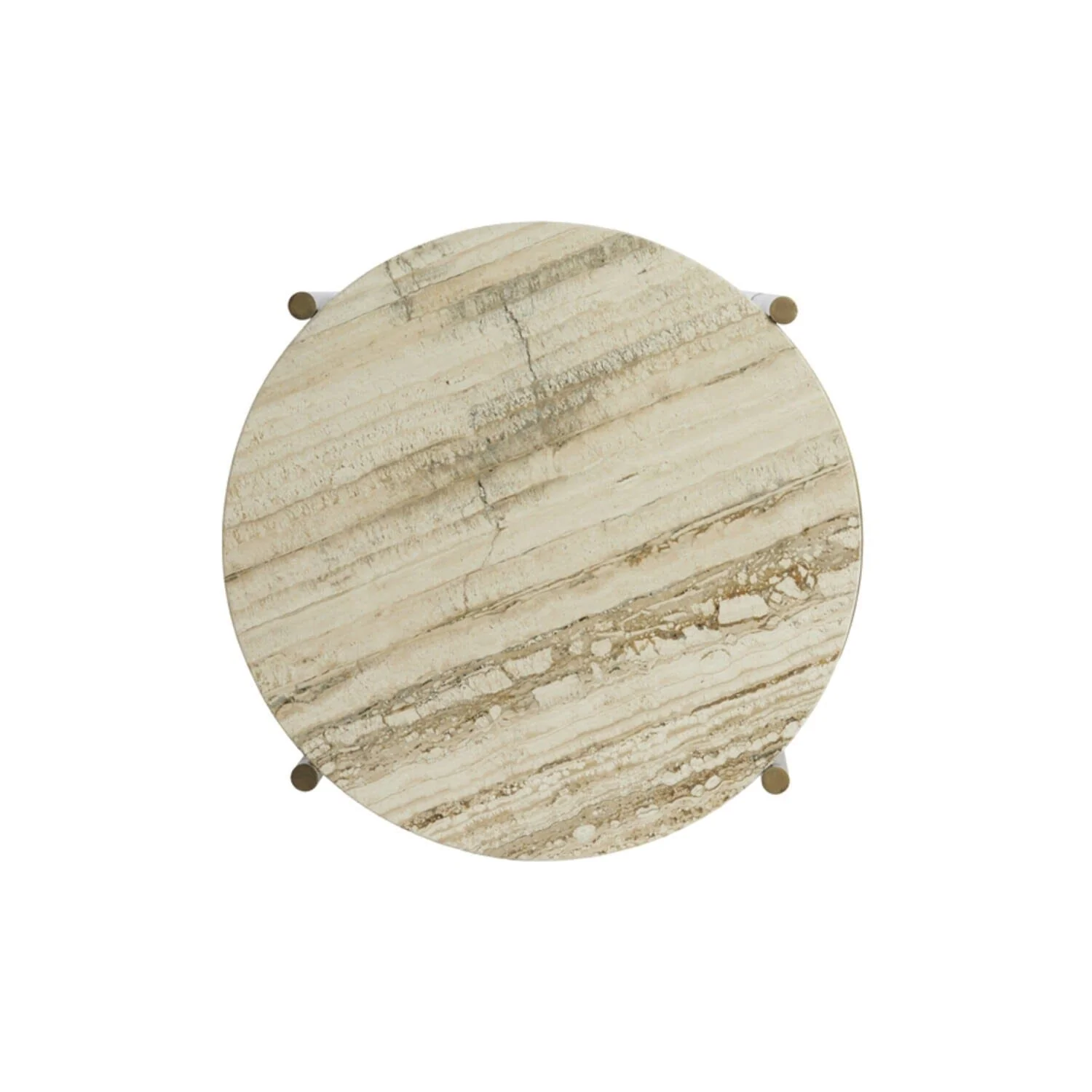Landis Antique Bronze Round Side Table with Cream Travertine Top - Image 4