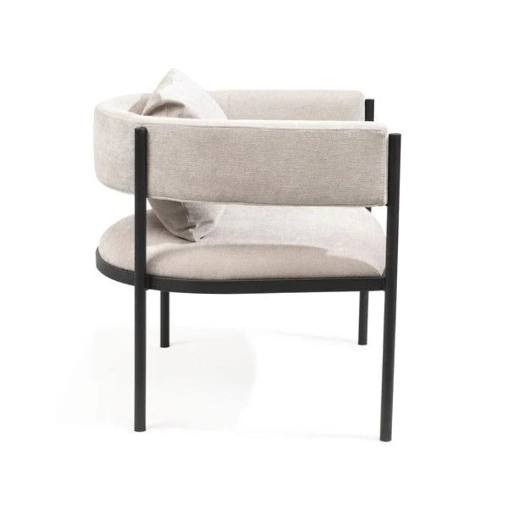 Laos Cream Textured Velvet Accent Chair with Black Legs - Image 4
