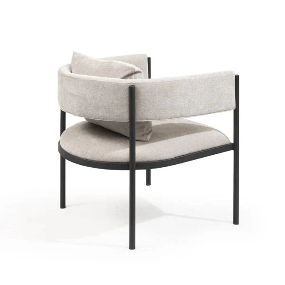 Laos Cream Textured Velvet Accent Chair with Black Legs - Image 5