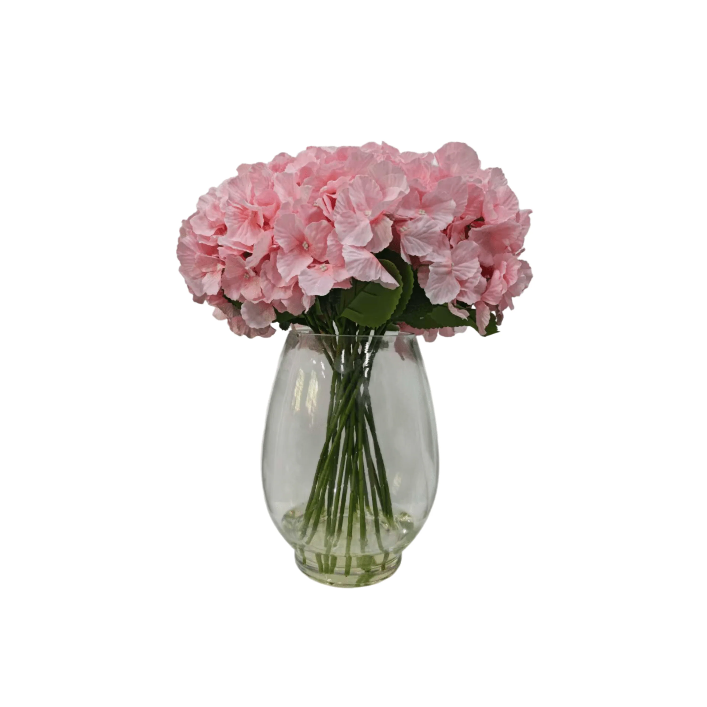 Large Faux Dusky Pink Hydrangeas Floral Arrangement in Fishbowl Vase - Image 2