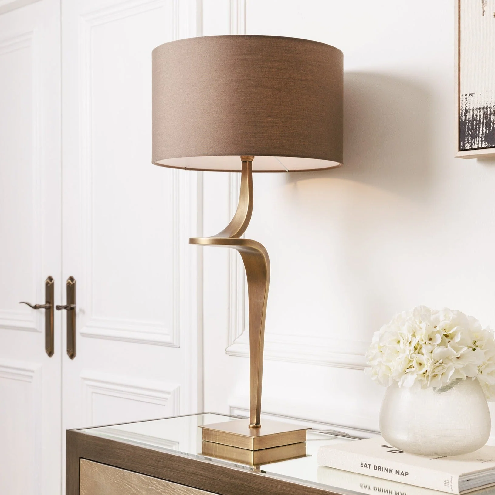 Larissa Abstract Brass Table Lamp - Image 2