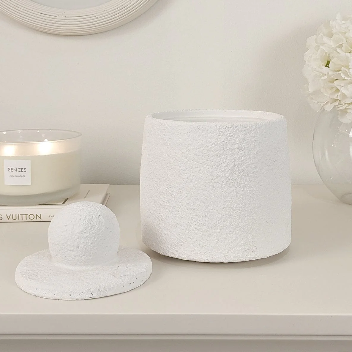 Laurel White Textured Decorative Jar - Image 2