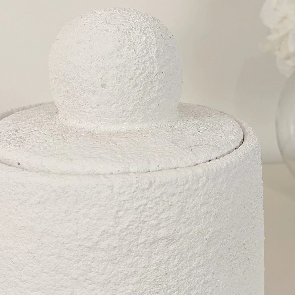 Laurel White Textured Decorative Jar - Image 3
