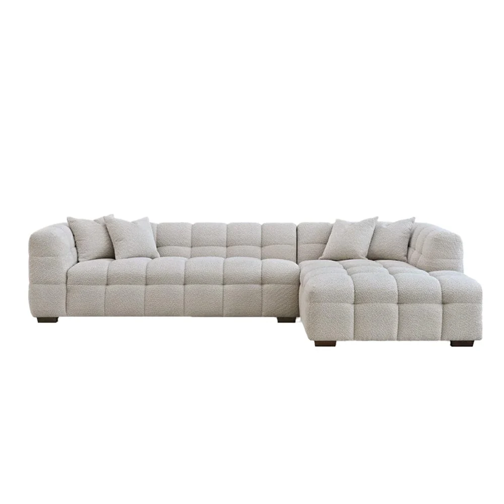 Bubble Tufted Oatmeal Boucle Corner Sofa - Right Hand Facing - Image 10