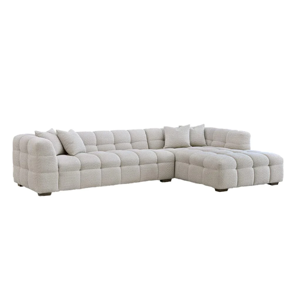 Bubble Tufted Oatmeal Boucle Corner Sofa - Right Hand Facing - Image 11