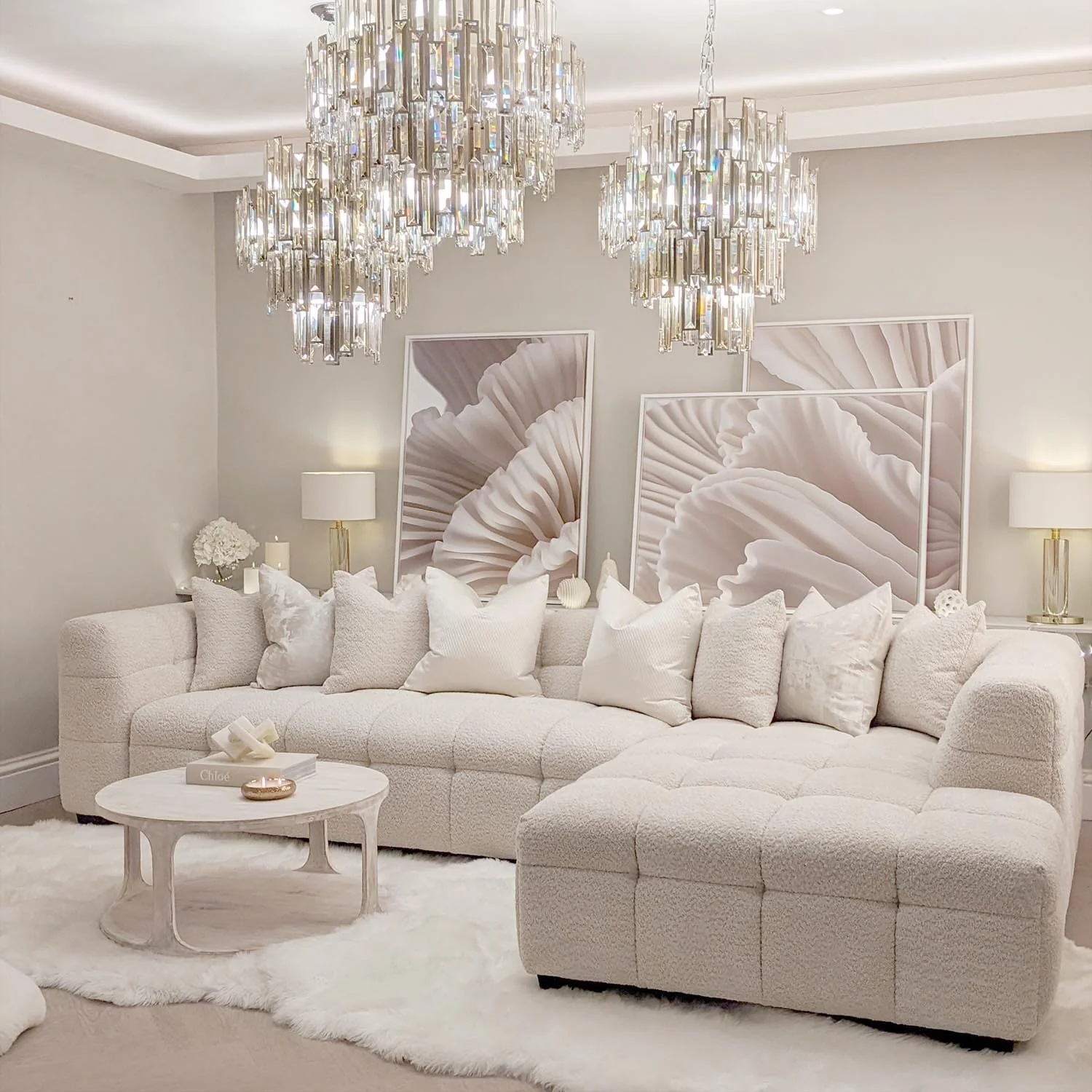 Bubble Tufted Oatmeal Boucle Corner Sofa - Right Hand Facing - Image 3
