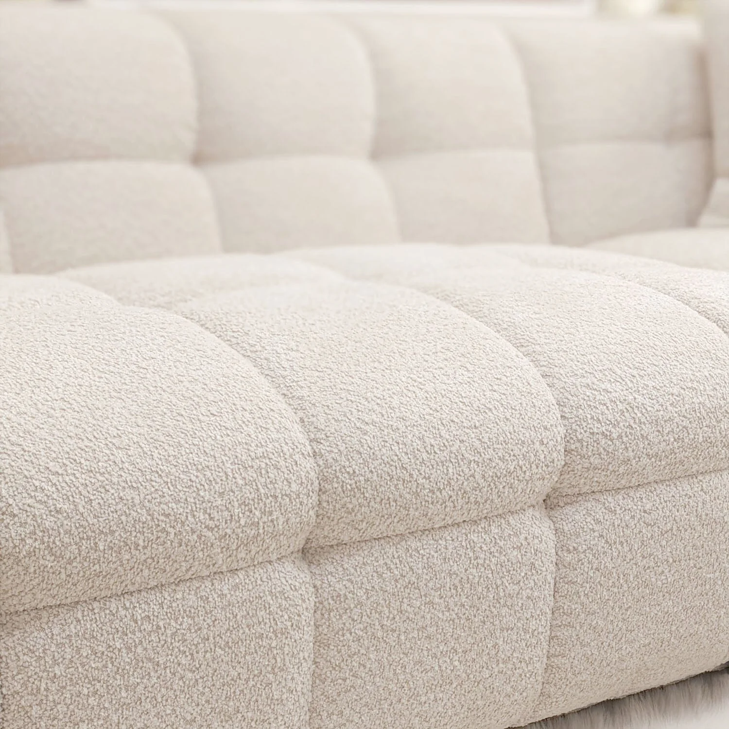 Bubble Tufted Oatmeal Boucle Corner Sofa - Right Hand Facing - Image 4
