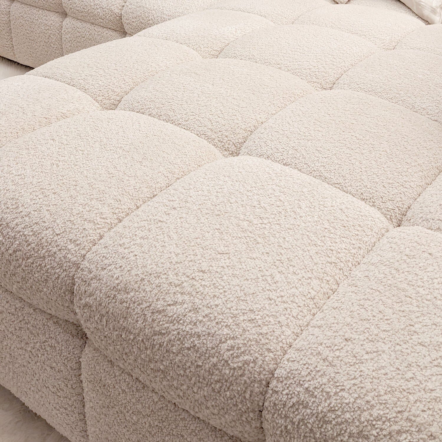 Bubble Tufted Oatmeal Boucle Corner Sofa - Right Hand Facing - Image 6