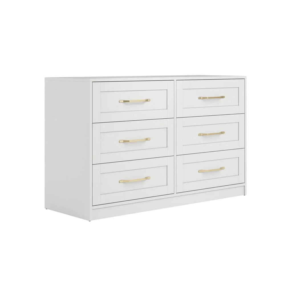 Layla White 6 Drawer Chest with Gold Handles - Image 3