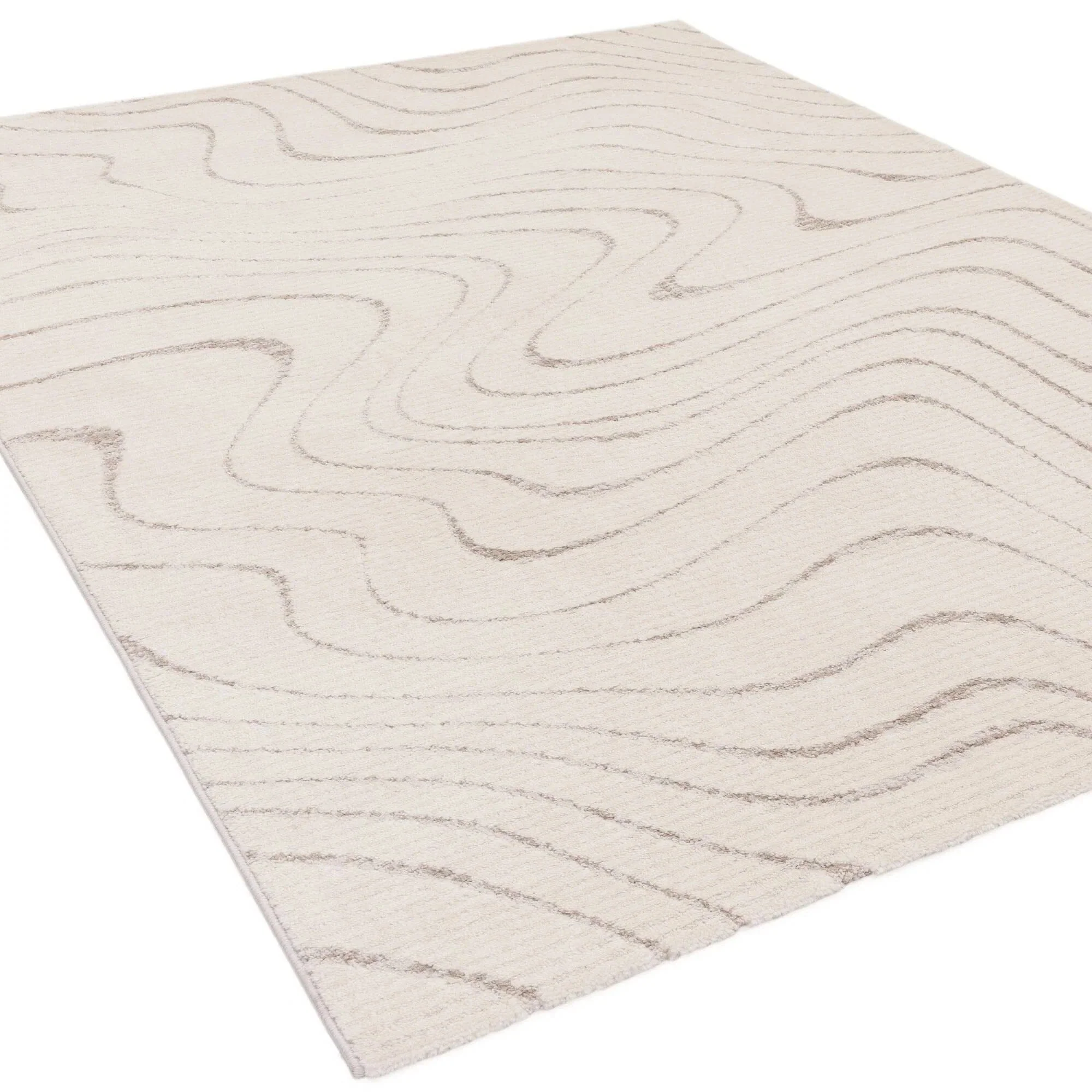 Lecco Beige Wave Effect Abstract Rug - Image 3