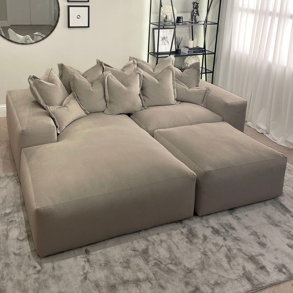 Lenox Mink Velvet Pillow Back Modular Sofa Range - Image 3