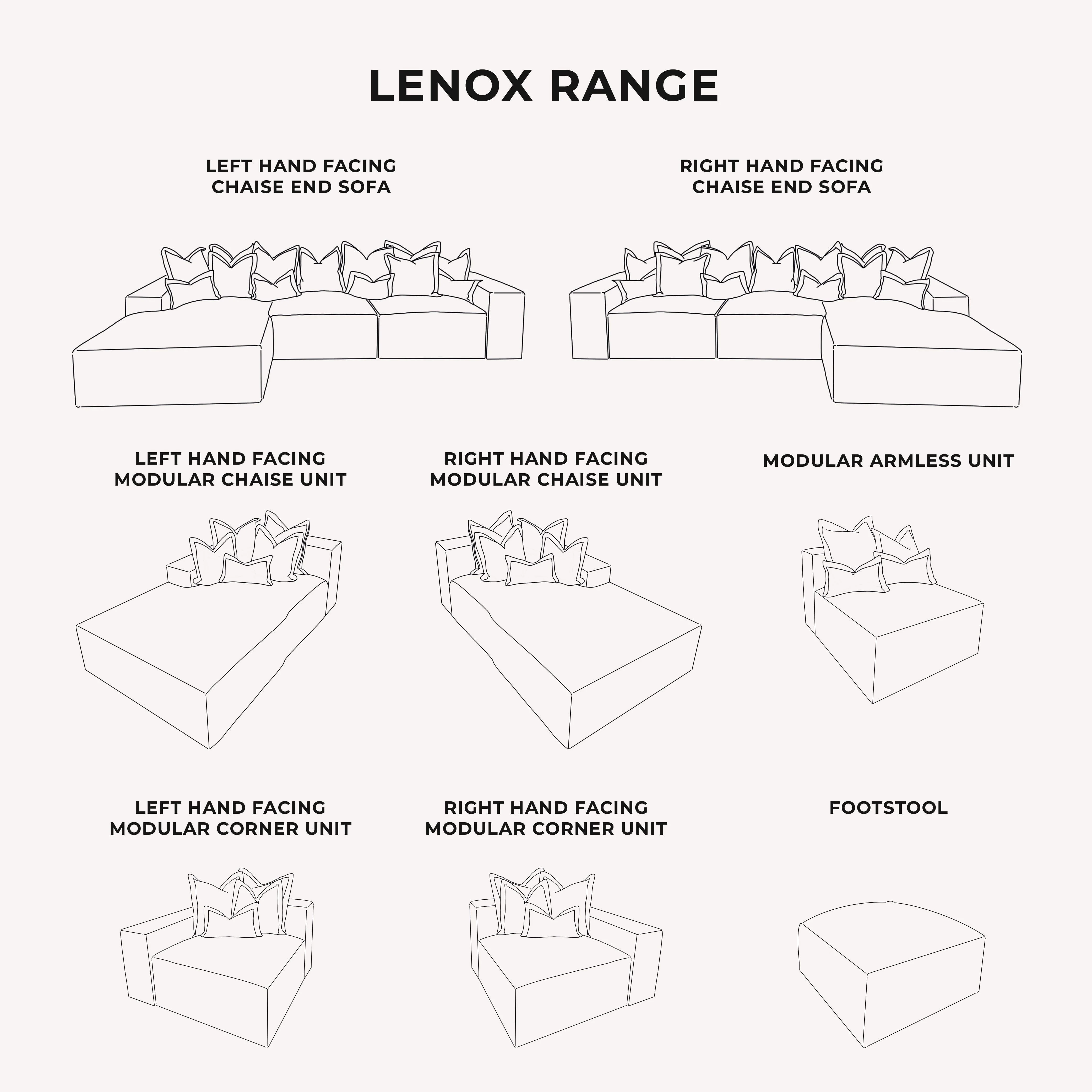 Lenox Shadow Grey Velvet Pillow Back Modular Sofa Range - Image 9