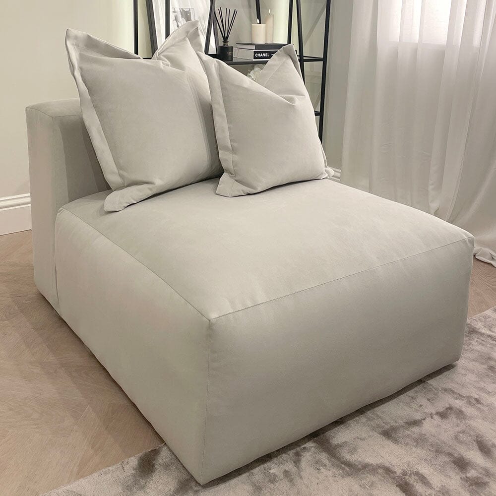 Lenox Silver Velvet Pillow Back Modular Sofa Range - Image 13