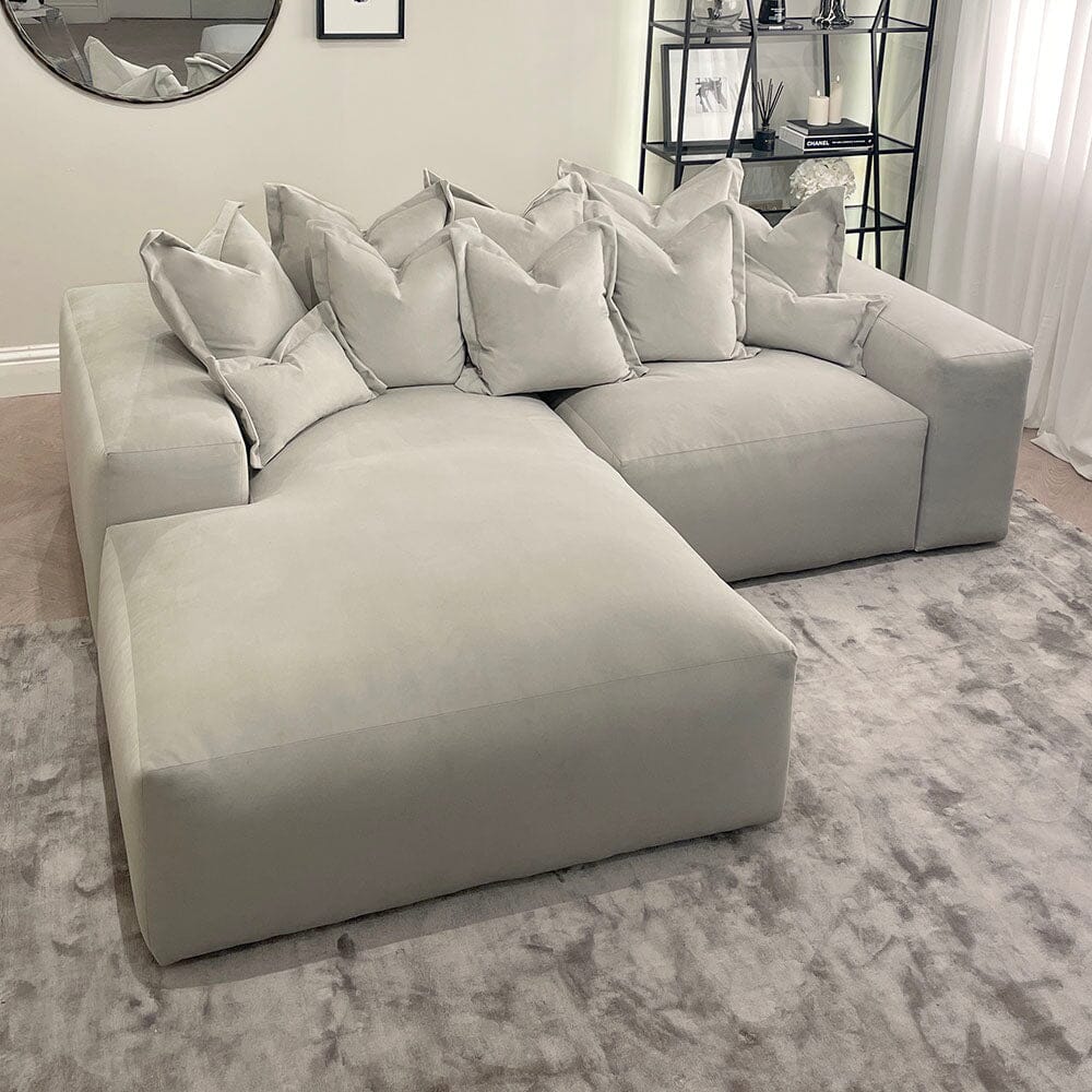 Lenox Silver Velvet Pillow Back Modular Sofa Range - Image 16